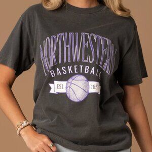 retro 1851 Northwestern University Vintage Basketball T-Shirt tweed color